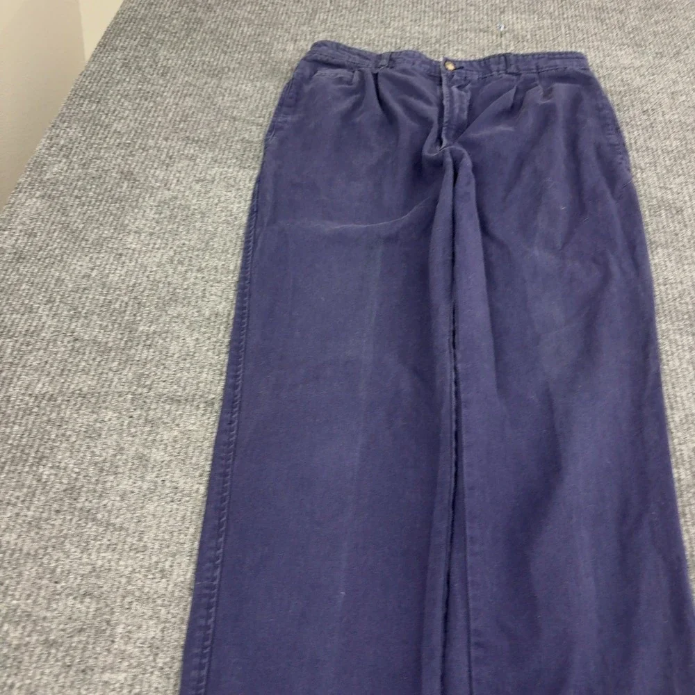Vintage Bugle Boy Pants Men 34 Blue Cotton Pleated Chino Trousers Classic Casual